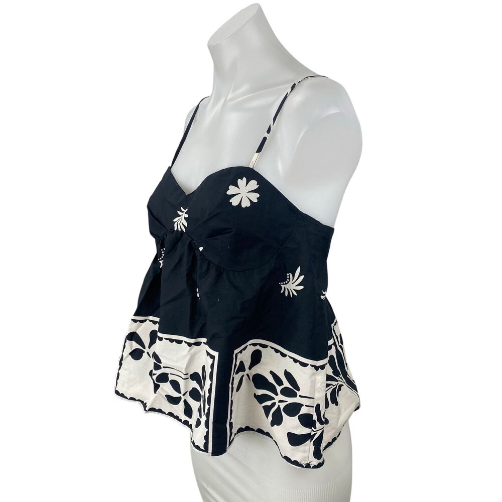 NEW Zara Womens Black Floral Smocked Sleeveless Flare Peplum Camisole Tank Top M - Picture 2 of 7